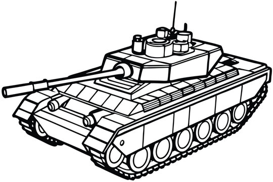 recommend clip art: Tank vector line art style
