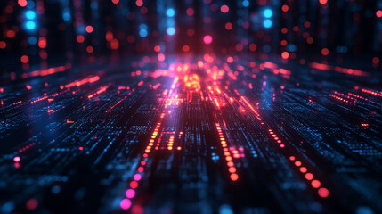 Obraz premium Abstract digital background with red and blue lights.