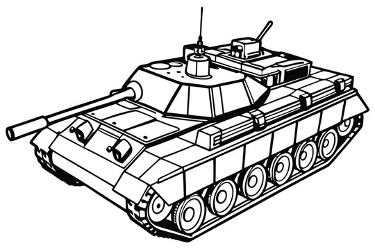 recommend clip art: Tank vector line art style