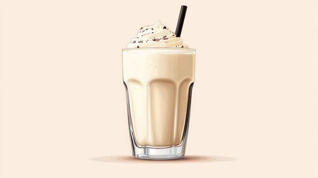 Vanilla milkshake graphic featuring a glass appetizing design and creative elements suitable for promotional use and advertisements