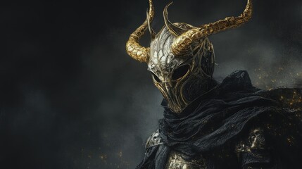 Individual adorned with a golden horned helmet symbolizes nightmarish visions