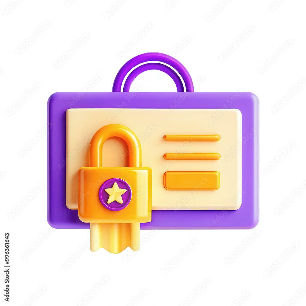 Poster this image shows a bright and playful lock icon with a card design, symbolizing security and protect