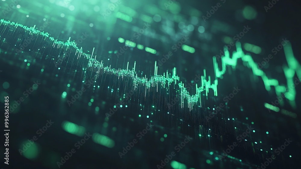 Aufkleber abstract digital sound wave representation, featuring vibrant green colors and dynamic patterns on a