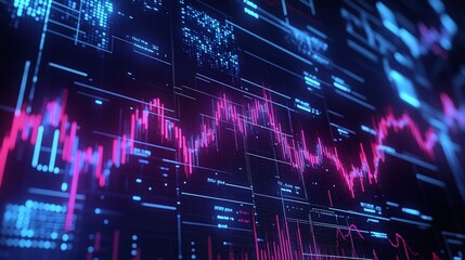 Abstract digital stock market chart with vibrant colors, illustrating market trends and analysis for financial applications.