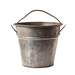 dirty rusty iron bucket with handle isolated clipping path transparent PNG background