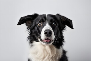 Border collie mix dog on white background, Ai Generated