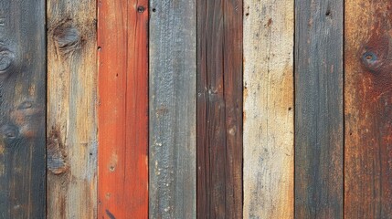 Fototapeta premium A detailed close up of rustic wooden planks showcases their rich textures and natural grains emphasizing the allure of weathered wood