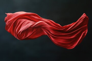 Fototapeta premium Red fabric flowing in air. Perfect for designs with movement and elegance.
