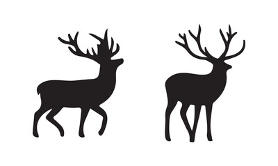 Deer black flat icon logo icon symble silhouette vector with isolated on white background