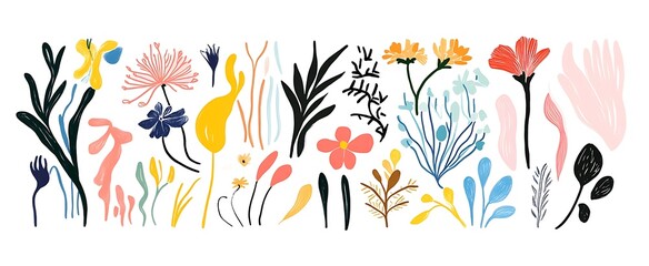 A flat illustration of an abstract collage