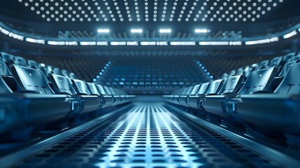 Obraz premium Futuristic Sports Stadium with Energy Harvesting Seats Powering Lighting