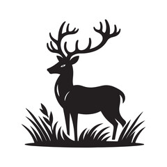 Deer black flat icon logo icon symble silhouette vector with isolated on white background
