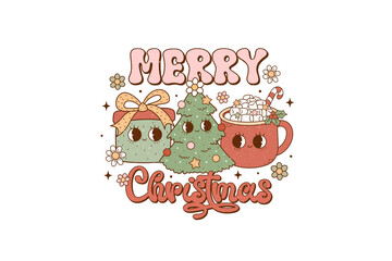 Merry Christmas, Groovy Christmas PNG Sublimation design