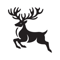 Deer black flat icon logo icon symble silhouette vector with isolated on white background