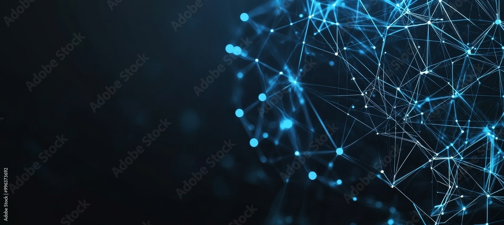 Poster abstract mesh with dots and lines connected in a wave shape. 3d rendering.