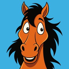 A smiling horse head in human form in a shirt. vector style on a colored monochrome background