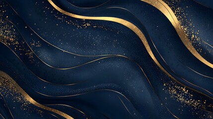 Luxurious Metallic Gold Foil Pattern on Navy Blue Backdrop for Elegant Branding or Invitation Design