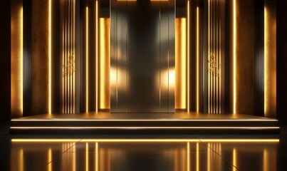 Obraz premium Golden Stage with Illuminated Background