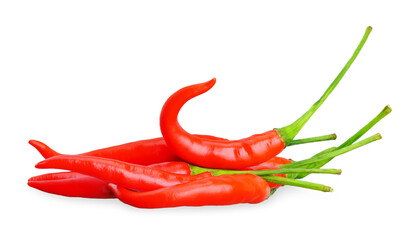 Red chili isolated on white background.