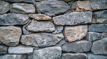 Texture of a rugged stone wall Aged masonry backdrop featuring natural stones Background composed of organic stone elements