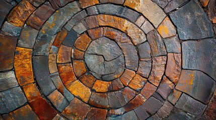 Fototapeta premium Rustic circular patterns featuring natural colors and textures