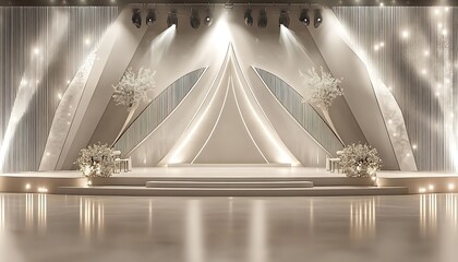 Obraz premium Modern Wedding Stage with White Floral Decorations