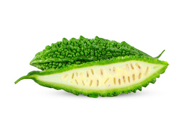 bitter gourd vegetable isolated on white background.