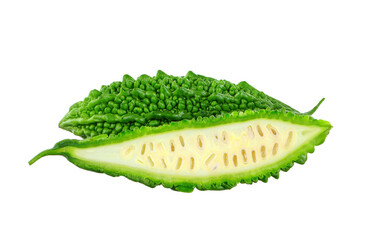 bitter gourd vegetable isolated on white background.