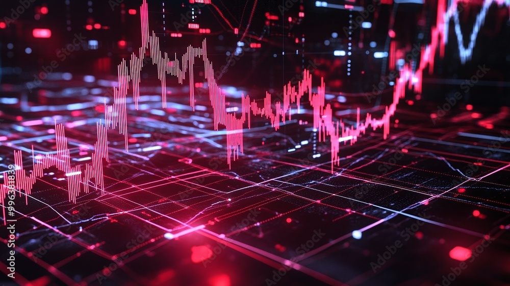 Aufkleber abstract graph with fluctuating lines and data points, showcasing digital financial trends against a