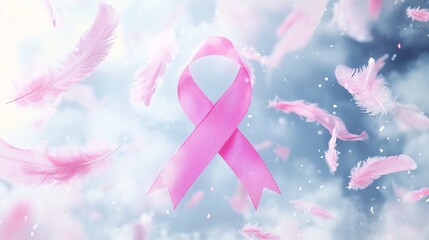 Illustration of the pink ribbon logo for Breast Cancer Awareness Month