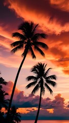 Golden Beach at Sunset with Gentle Waves and Palms