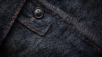 Close-up of Denim Fabric with Stitching and Button Details,Ideal for Advertising