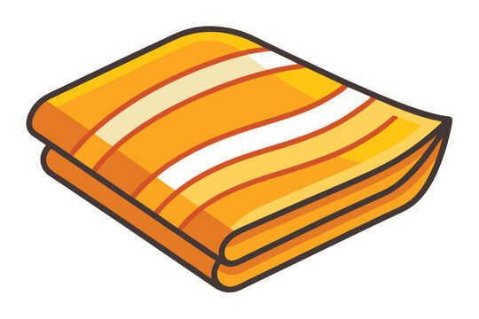 folded orange towel with white stripes clip art preview