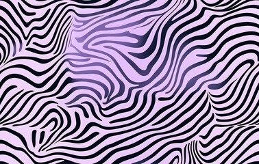Obraz premium A seamless pattern of wavy lines in black on a lavender background