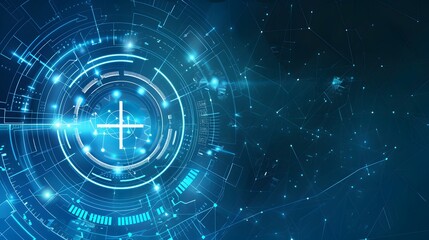 Obraz premium Futuristic Abstract Health Science Design Featuring Health Plus Circle Icon on a Modern Background