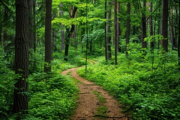 Fototapeta premium Spring forest vegetation outdoors woodland.
