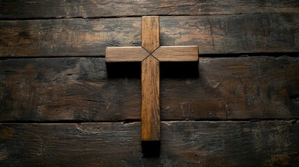 Wooden cross symbolizing Christian faith representing the crucifixion of Jesus Christ associated with Easter and significant religious events