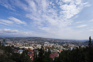 Old city Tbilisi with cityscape with river and varied architecture skyline
