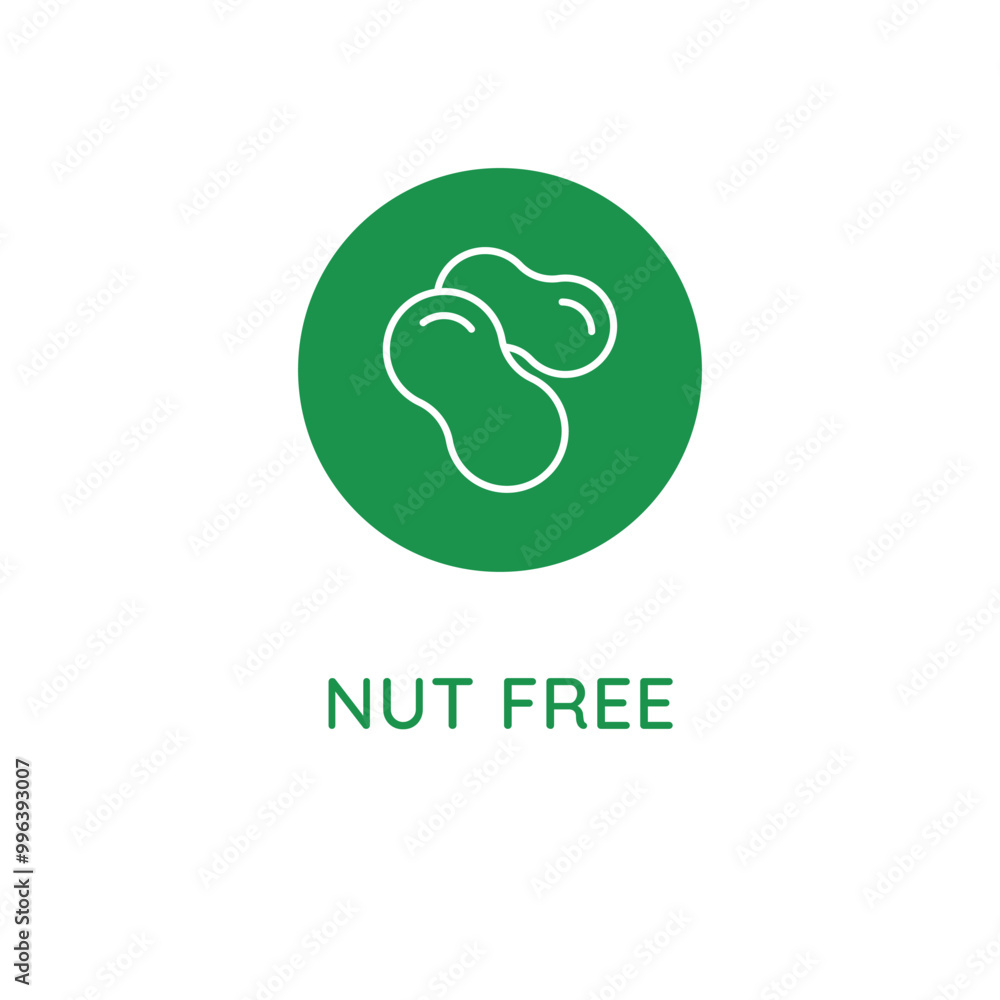 Poster Vector line design element, badge and icon for food and cosmetics packaging in mono linear style - nut free