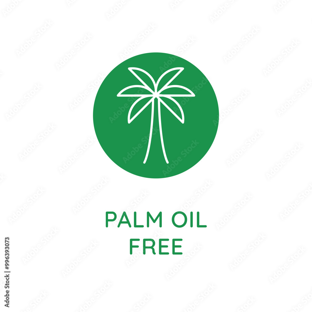 Poster Vector line design element, badge and icon for food and cosmetics packaging in mono linear style - palm oil free