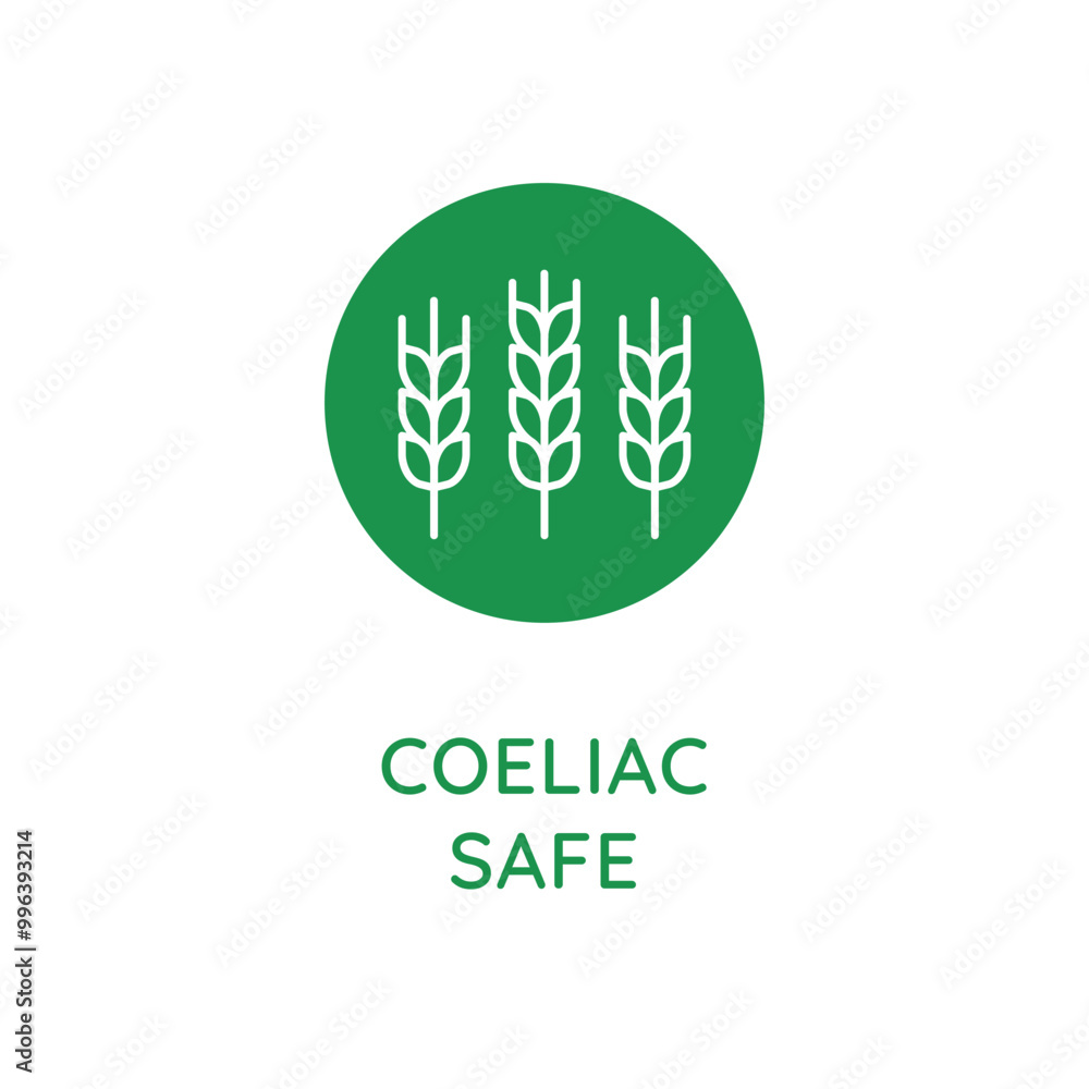 Aufkleber Vector line design element, badge and icon for food and cosmetics packaging in mono linear style - coeliac safe, gluten free