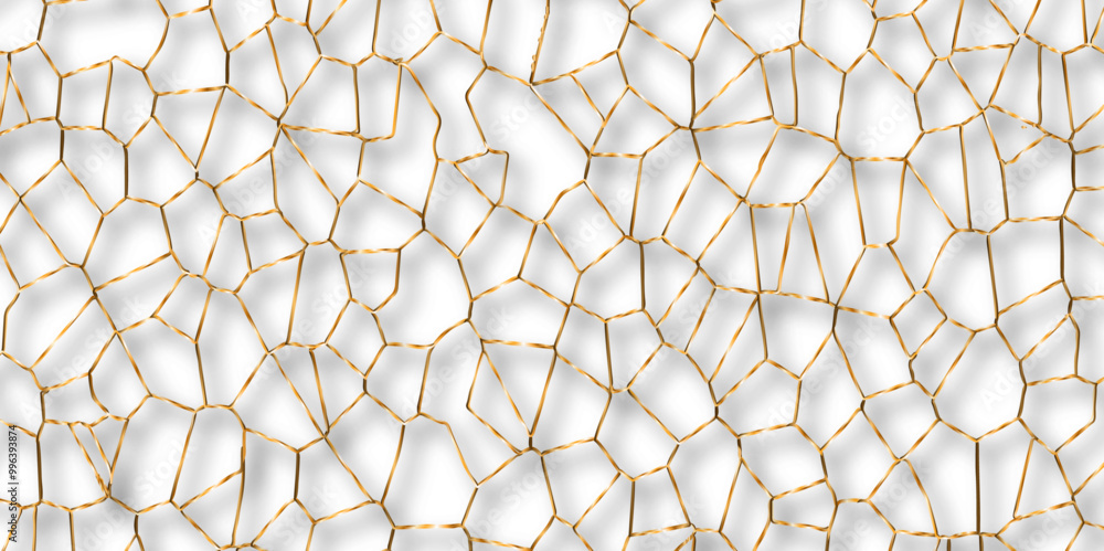 Poster abstract golden hexagon graphic ornament. arabian stylish seamless pattern on white background. crea