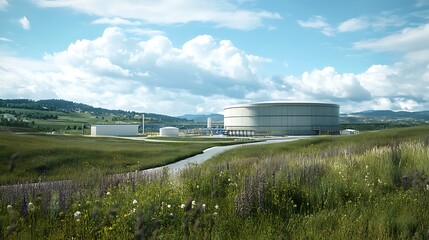Industrial Storage Tank in a Rural Setting.