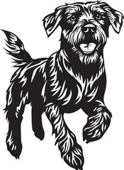 black and white German Wirehaired Pointer dog illustration