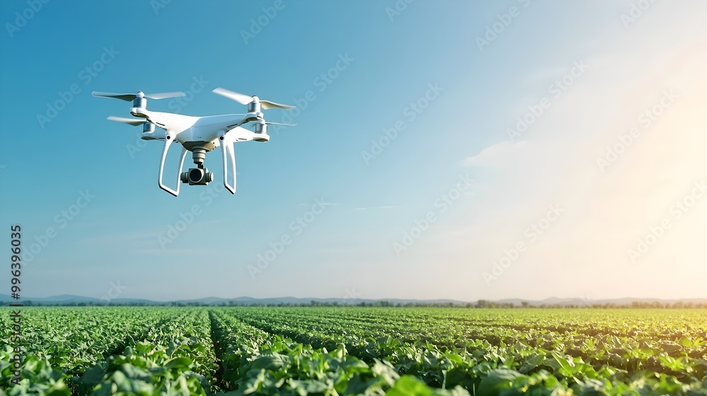 Poster advanced precision farming with drones and sensors - innovative agricultural technology for crop hea