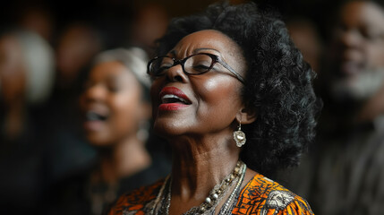 African American people dancing and singing at a Baptist church service, religion, Christianity, temple, faith, prayer, community, worship, christian, congregation, bible, belief, pray, praying, face