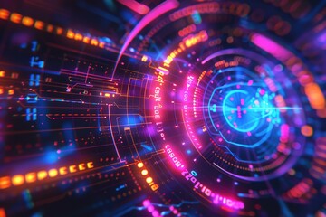 Obraz premium Abstract representation of a computer screen with digital elements