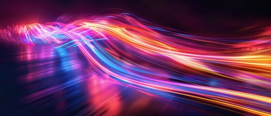 Colorful Light Trails on Dark Background