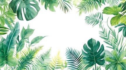 frame of tropical palm leaves