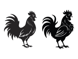 Illustration of black hen in cutout style vector art